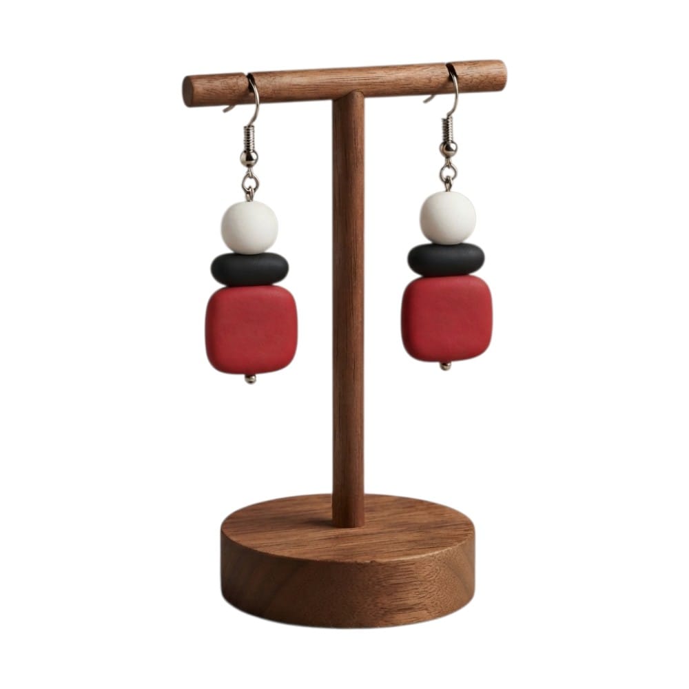 Purely Handmade Matt Finish Clay Drop Earrings