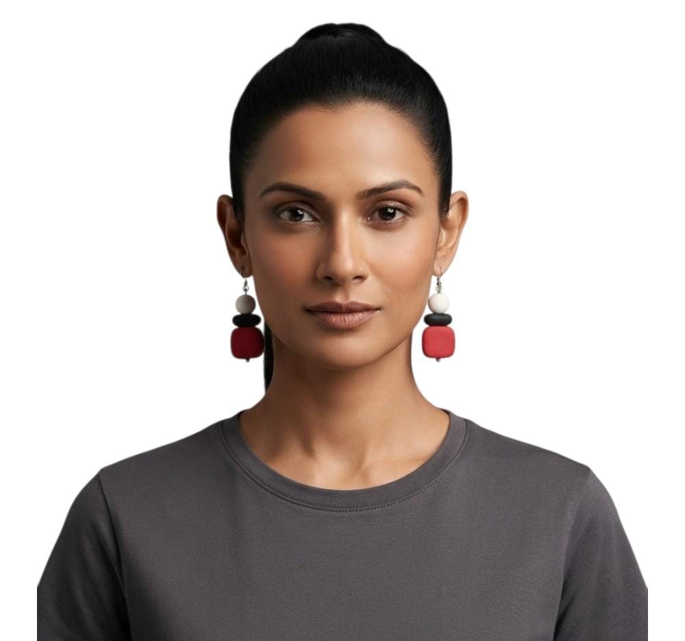 Purely Handmade Matt Finish Clay Drop Earrings