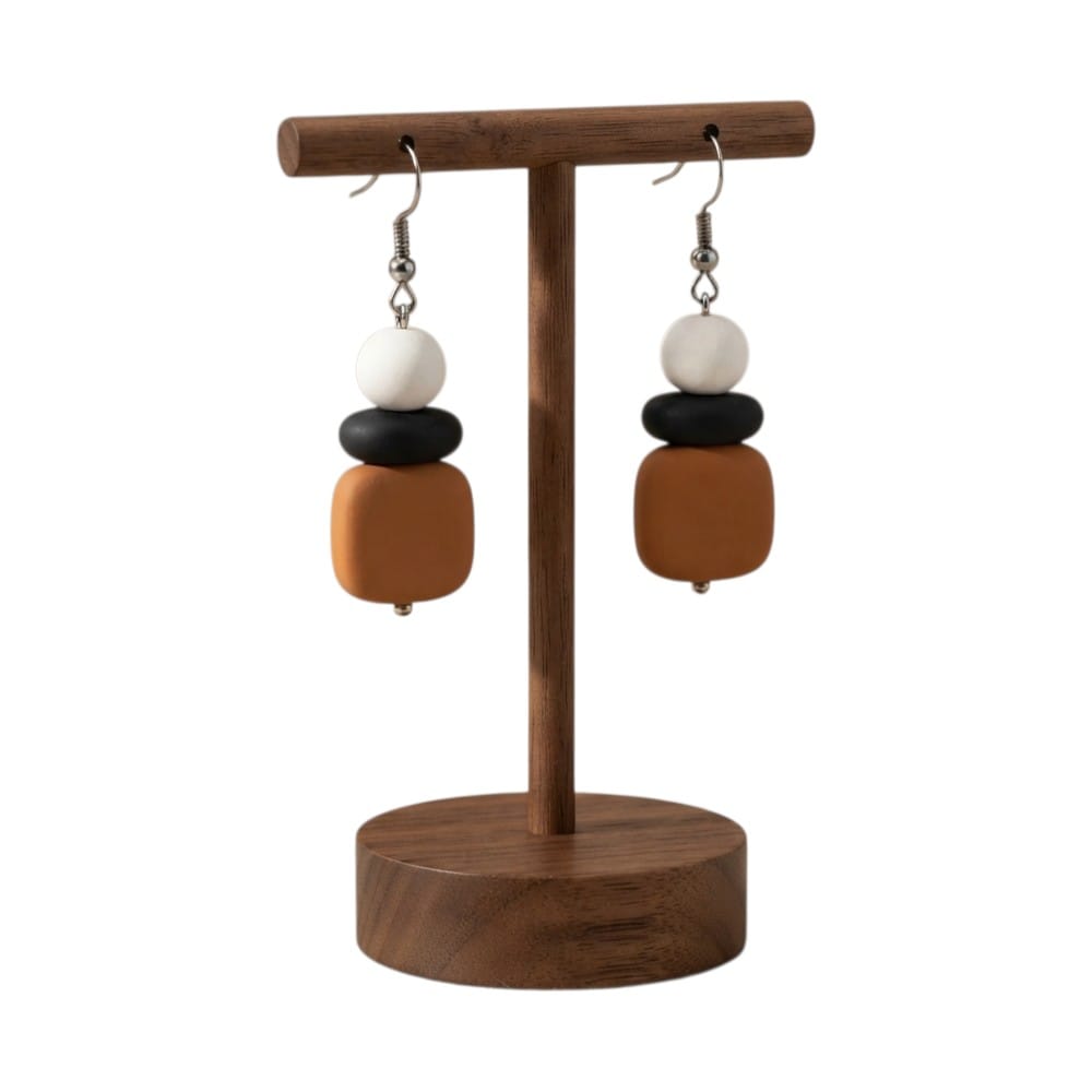 Purely Handmade Matt Finish Clay Drop Earrings