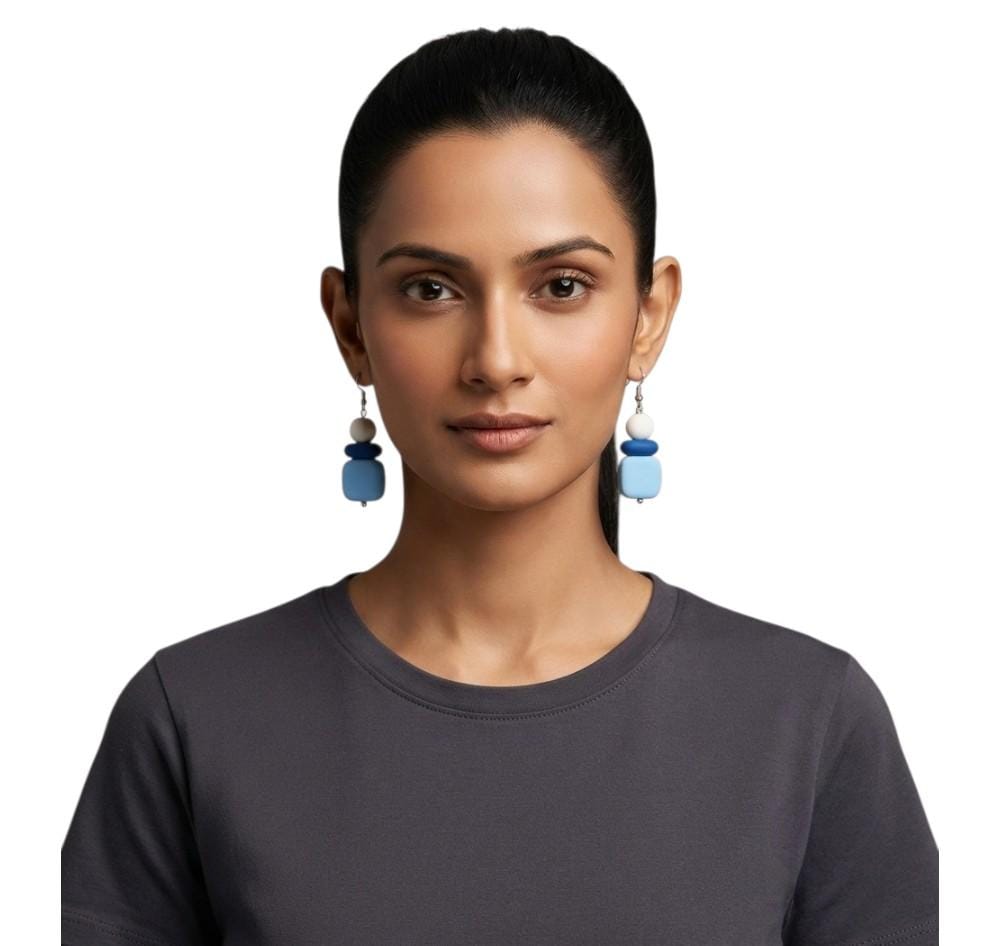 Purely Handmade Matt Finish Clay Drop Earrings