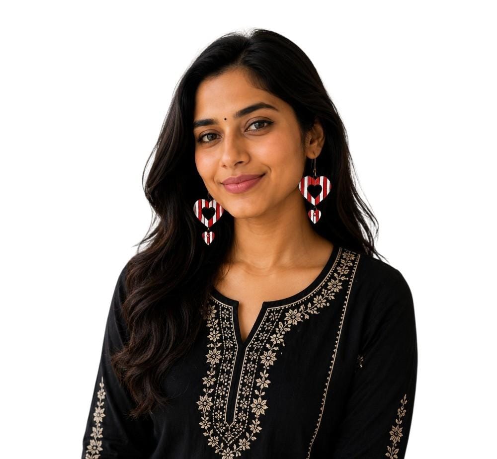 Lightweight Terracotta Heart Shaped Earrings(Danglers)