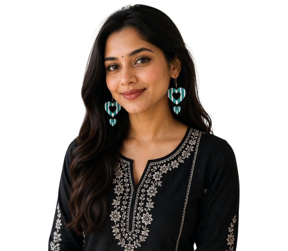 Lightweight Terracotta Heart Shaped Earrings(Danglers)