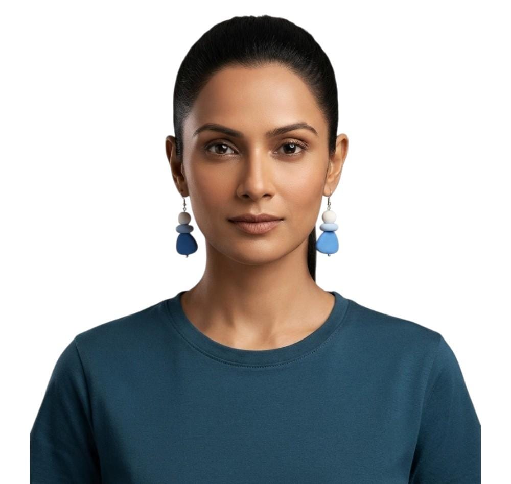 Purely Handmade Matt Finish Clay Drop Earrings