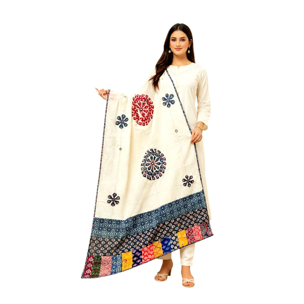 Elegant Ajrakh Hand Block Printed Cotton Dupatta