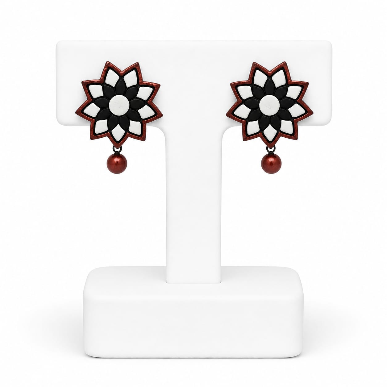 Lightweight Floral Terracotta Stud Earrings