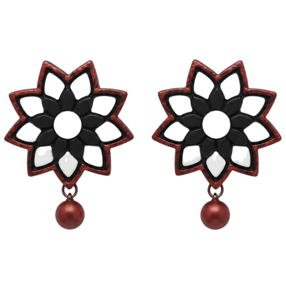 Lightweight Floral Terracotta Stud Earrings