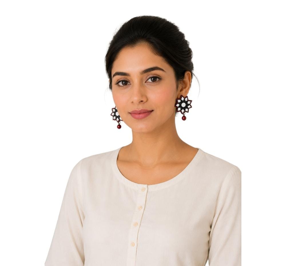 Lightweight Floral Terracotta Stud Earrings