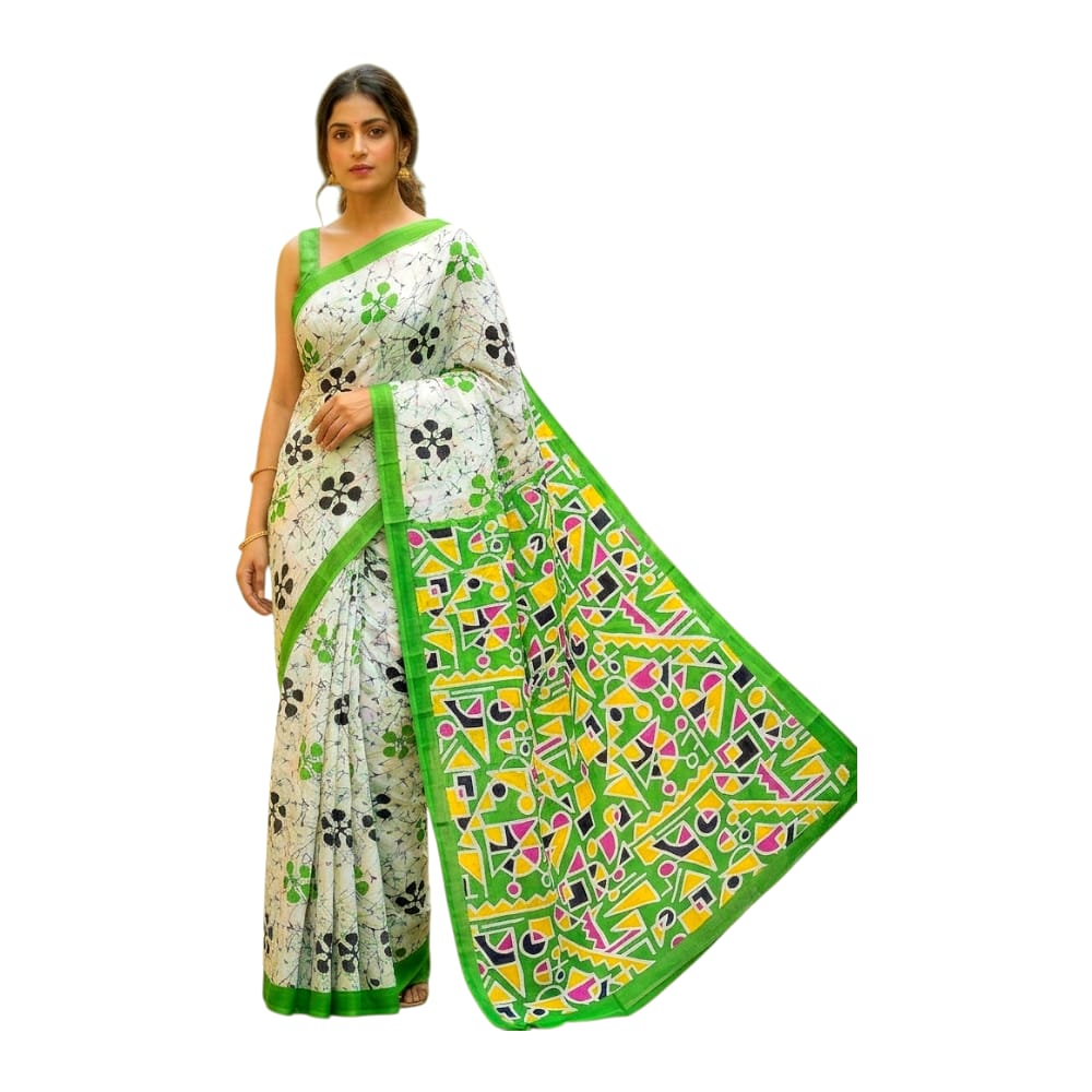 Pure Handloom Cotton Block Printed Saree