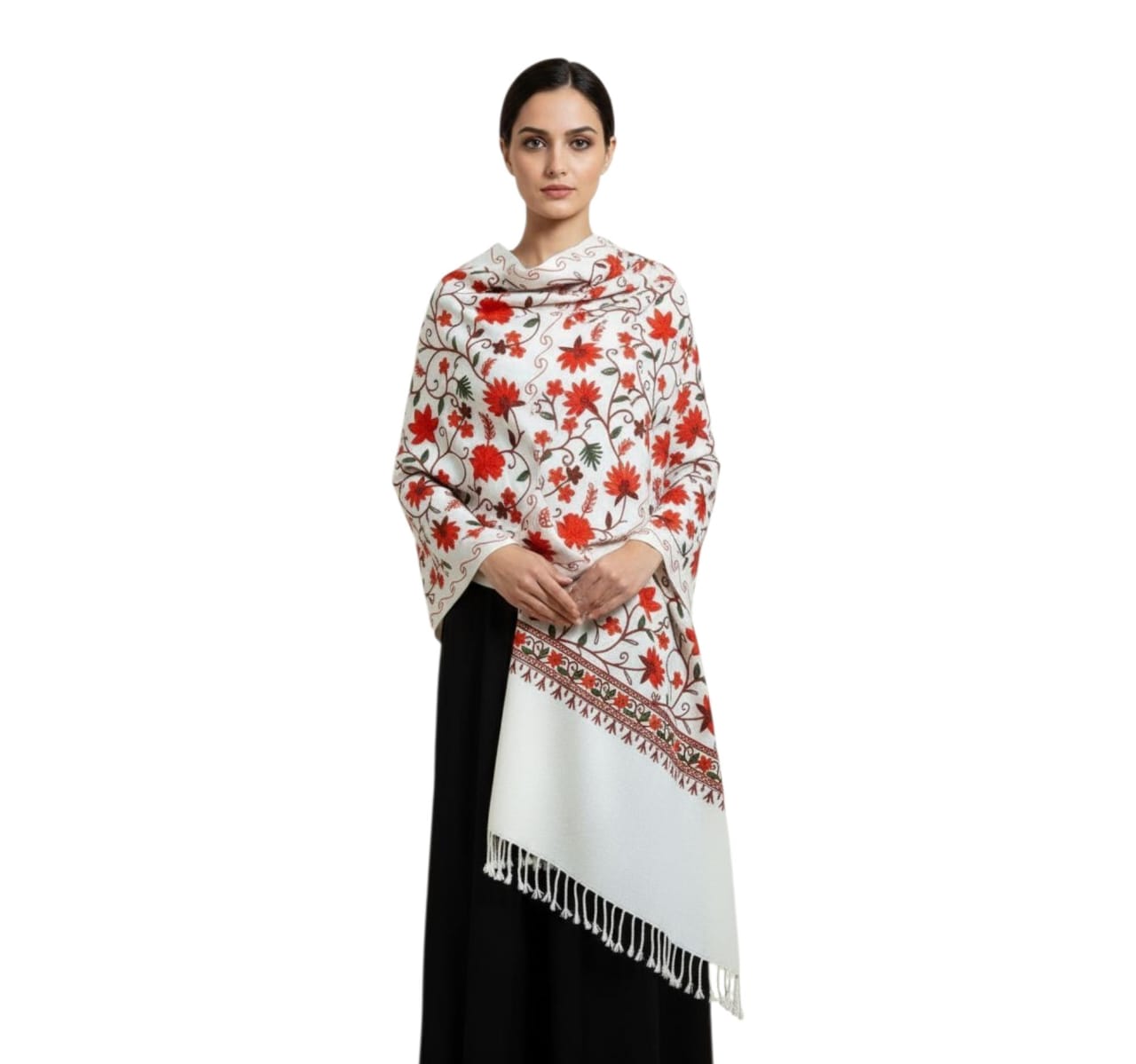 Premium Kashmiri Aari Embroidered Lightweight Shawl for Women & Girls