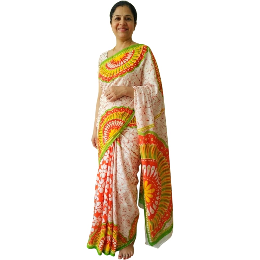 Pure Handloom Cotton Block Printed Saree