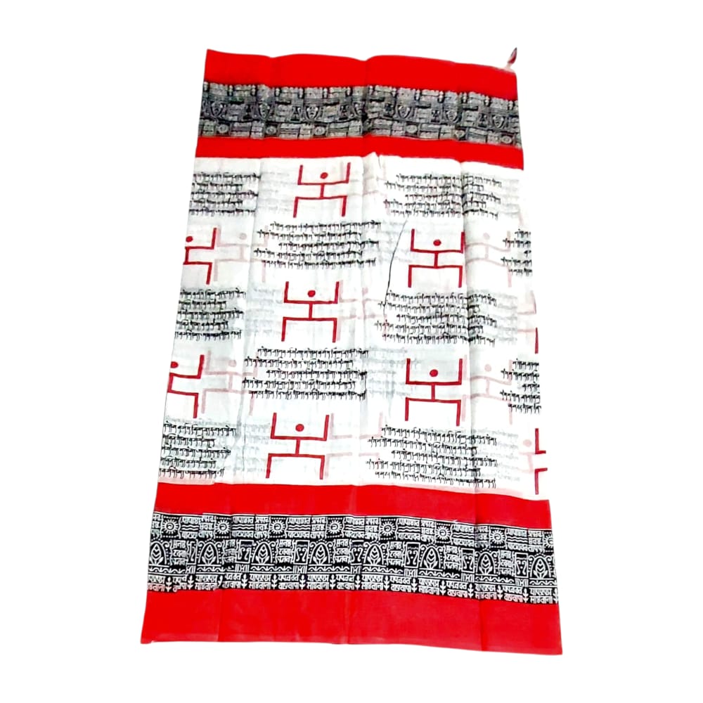 Pure Handloom Cotton Block Printed Saree