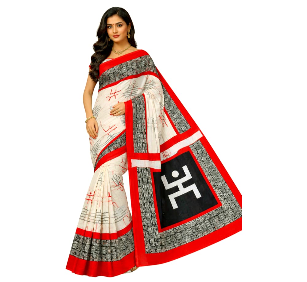 Pure Handloom Cotton Block Printed Saree