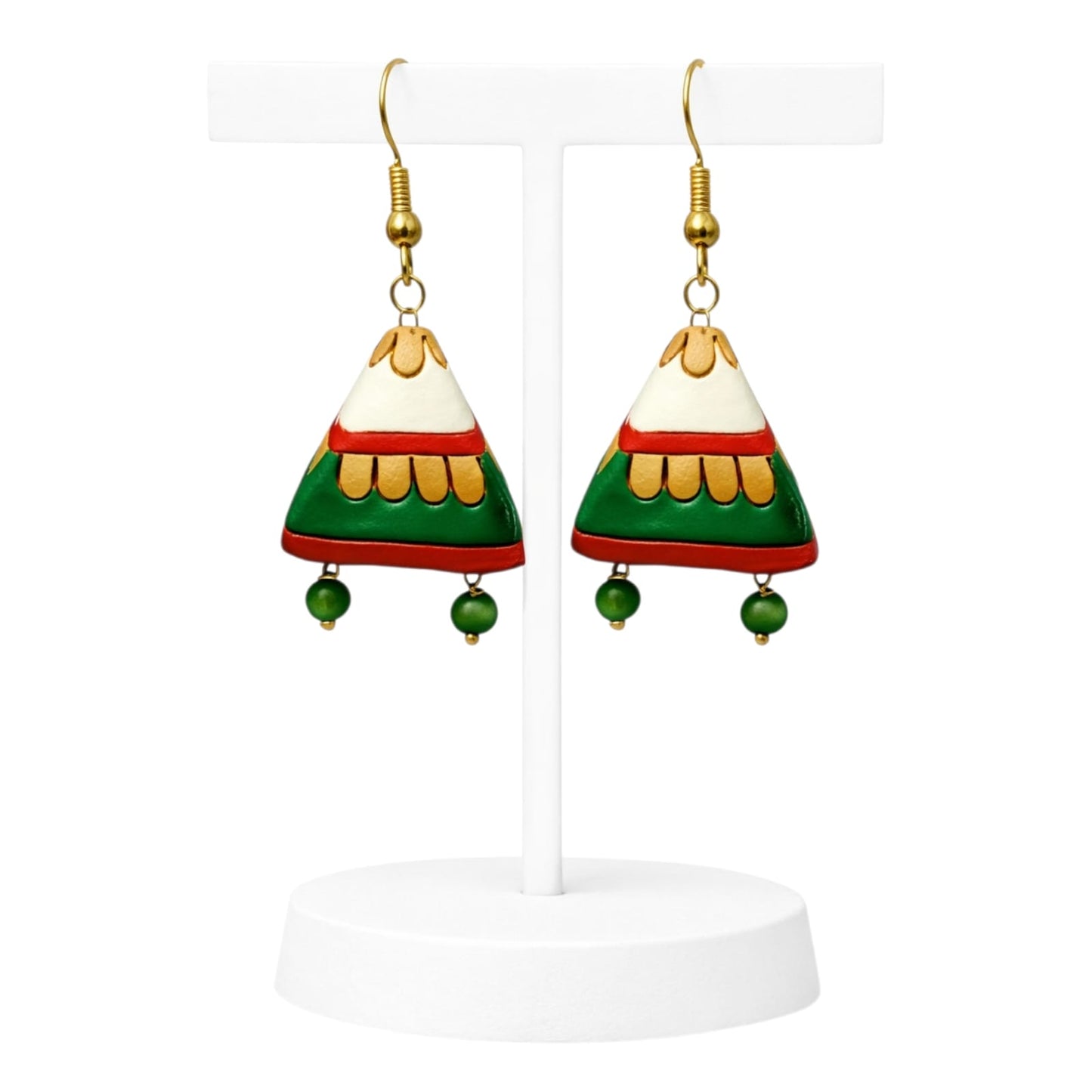 Purely Handmade Terracotta Metallic Conical Jhumka Designer Earrings