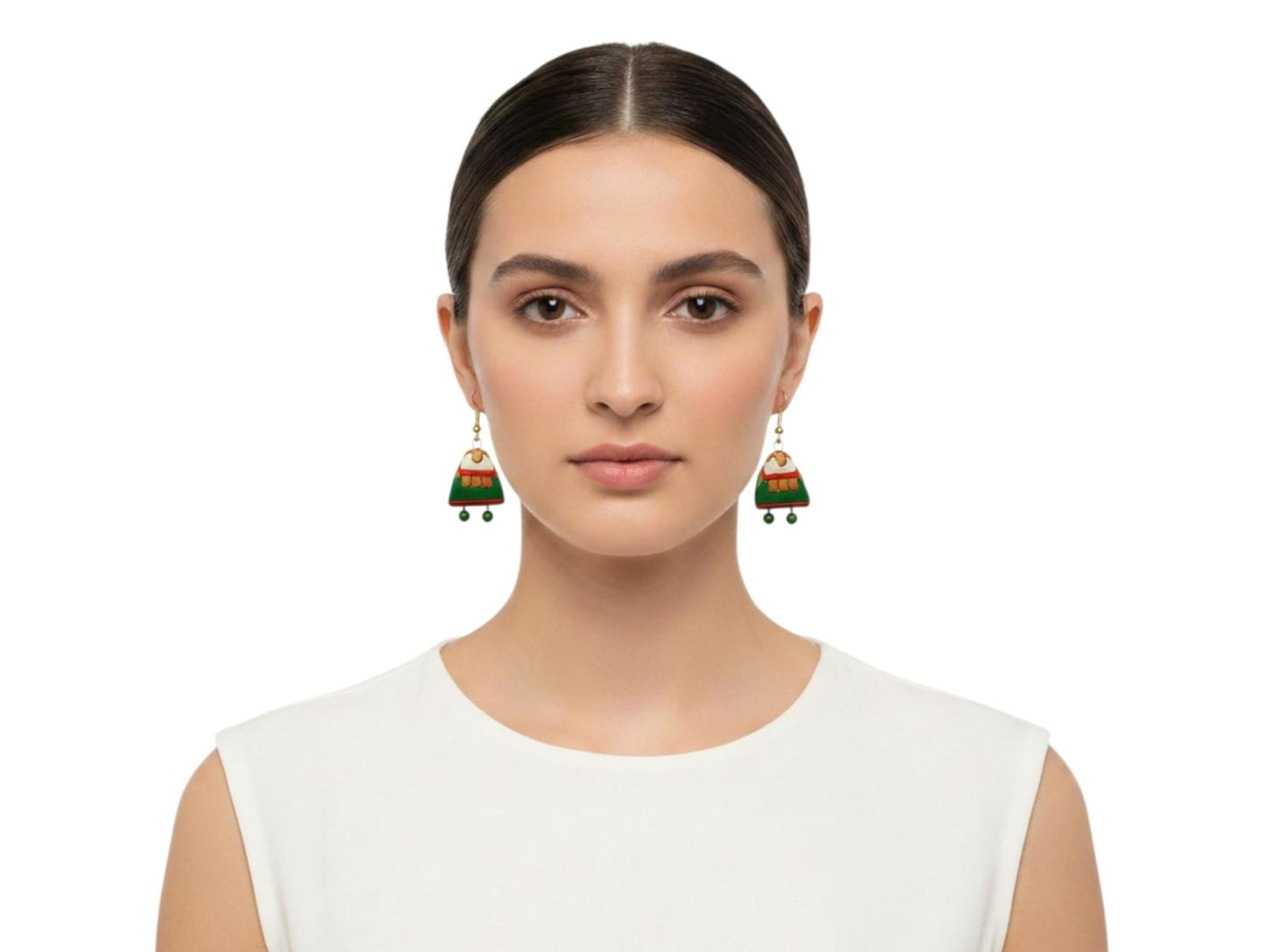 Purely Handmade Terracotta Metallic Conical Jhumka Designer Earrings