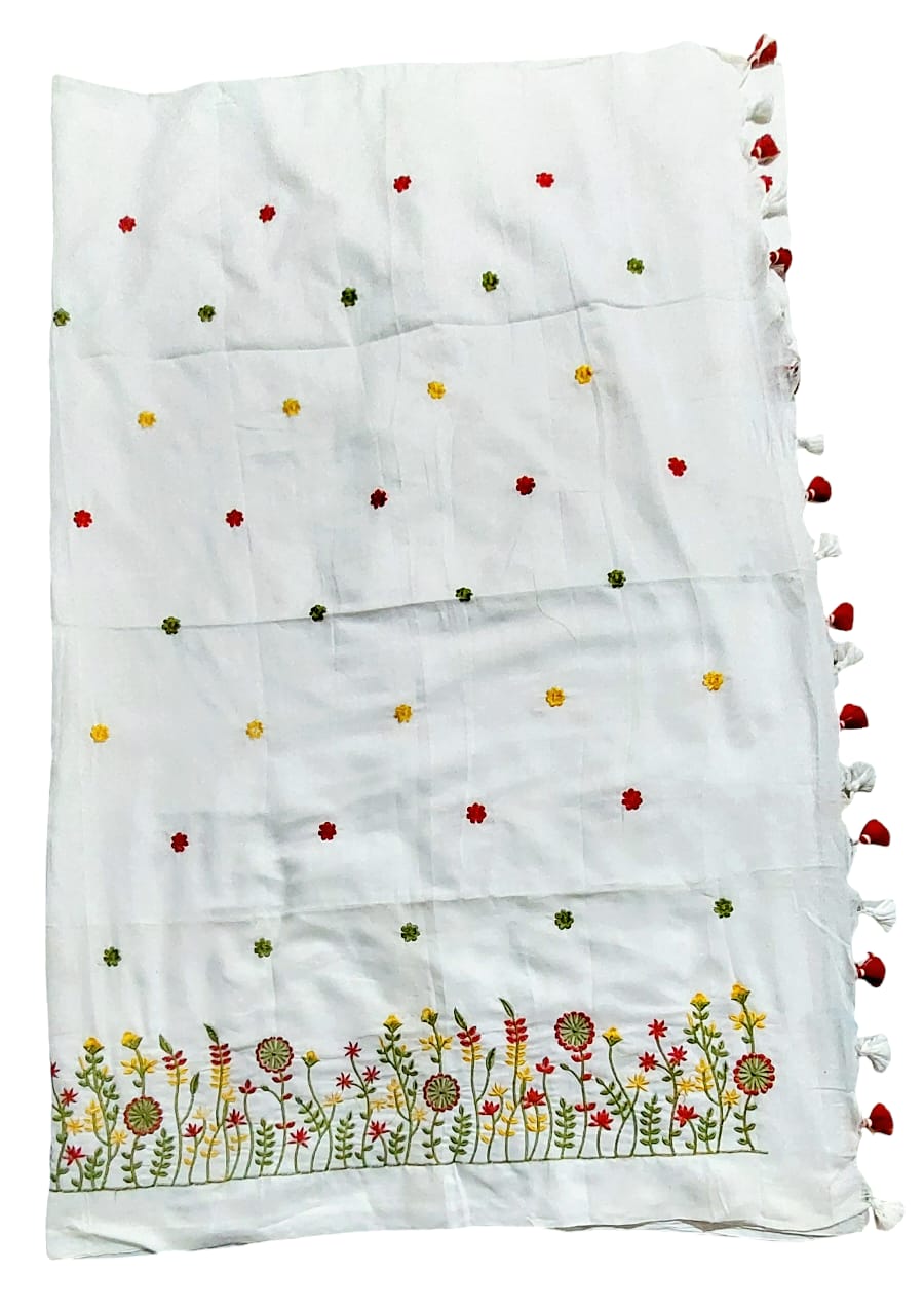 Fashweave Pure Cotton Embroidered Saree for Women and Girls | A Timeless Fusion of Traditional Craftsmanship and Contemporary Elegance, Perfect for Every Special Occasion