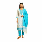 Premium Handwoven Pure Cotton Silk 3-Piece Suit Set ( Unstitched)
