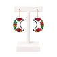 Terracotta Half-Moon Shaped Dangle Earrings(Floral Design)