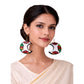 Terracotta Half-Moon Shaped Dangle Earrings(Floral Design)
