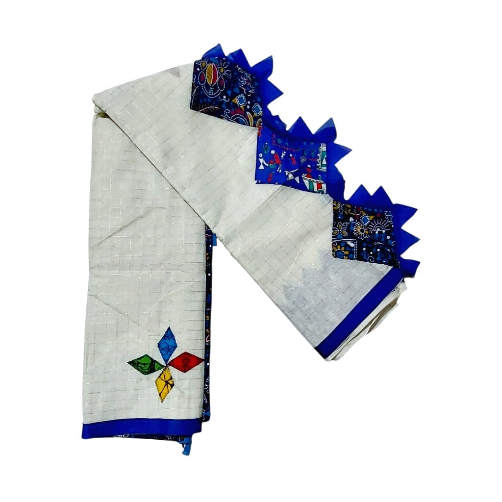 Pure Cotton Handmade Kalamkari Patchwork Saree