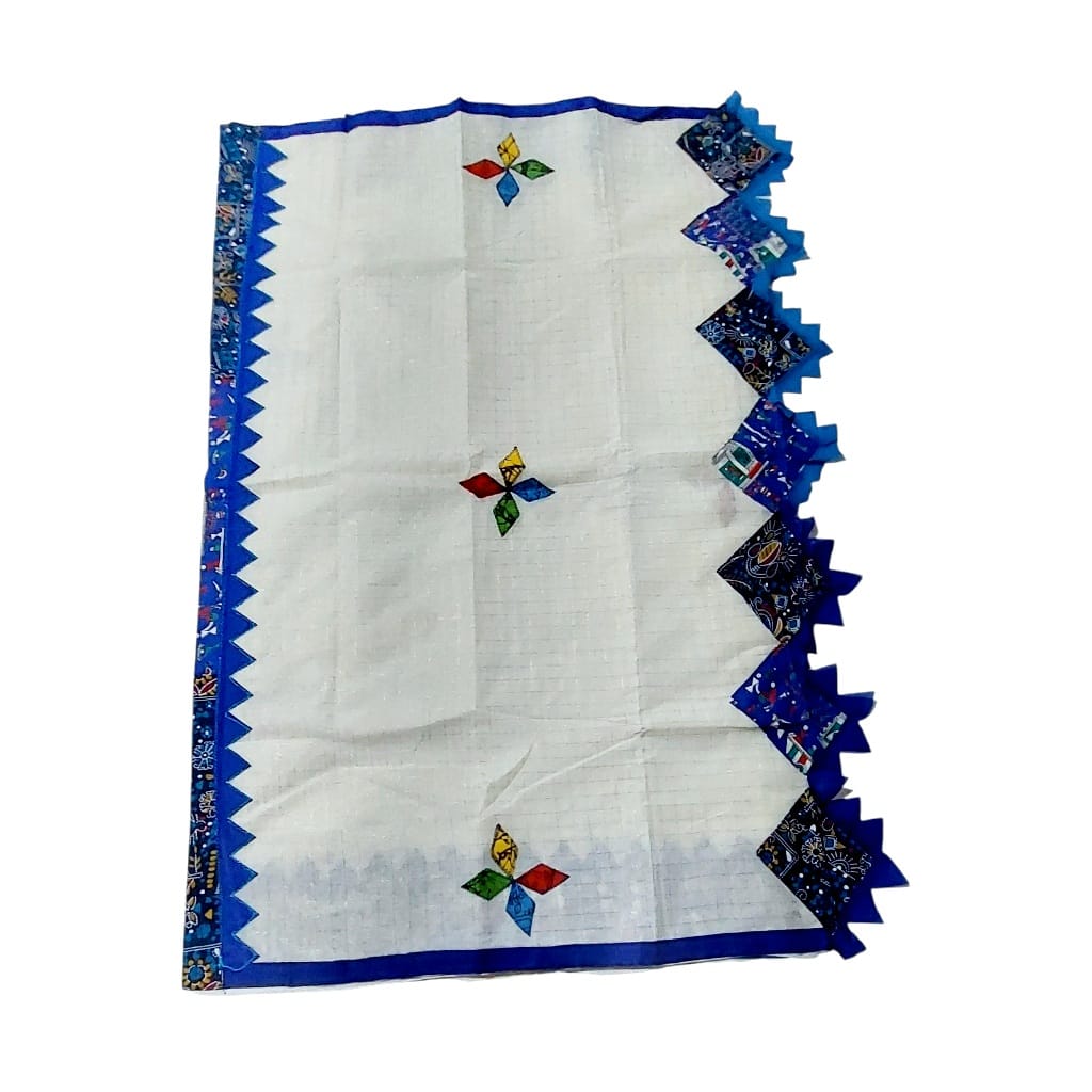 Pure Cotton Handmade Kalamkari Patchwork Saree
