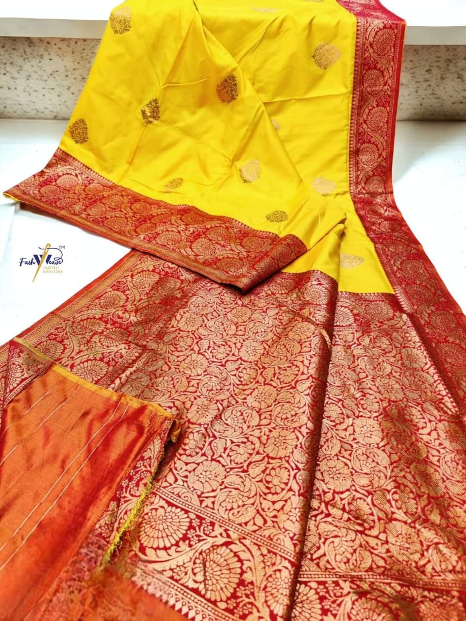 Fashweave Katan Silk Saree with Blouse Piece for Women