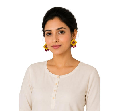 Lightweight Diamond Shaped Terracotta Stud Earrings