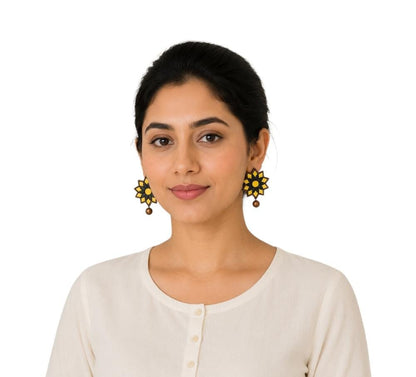 Lightweight Floral Terracotta Stud Earrings