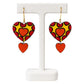 Lightweight Handcrafted Heart Shaped Terracotta Dangle Earrings (Geometric Pattern)