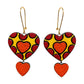 Lightweight Handcrafted Heart Shaped Terracotta Dangle Earrings (Geometric Pattern)