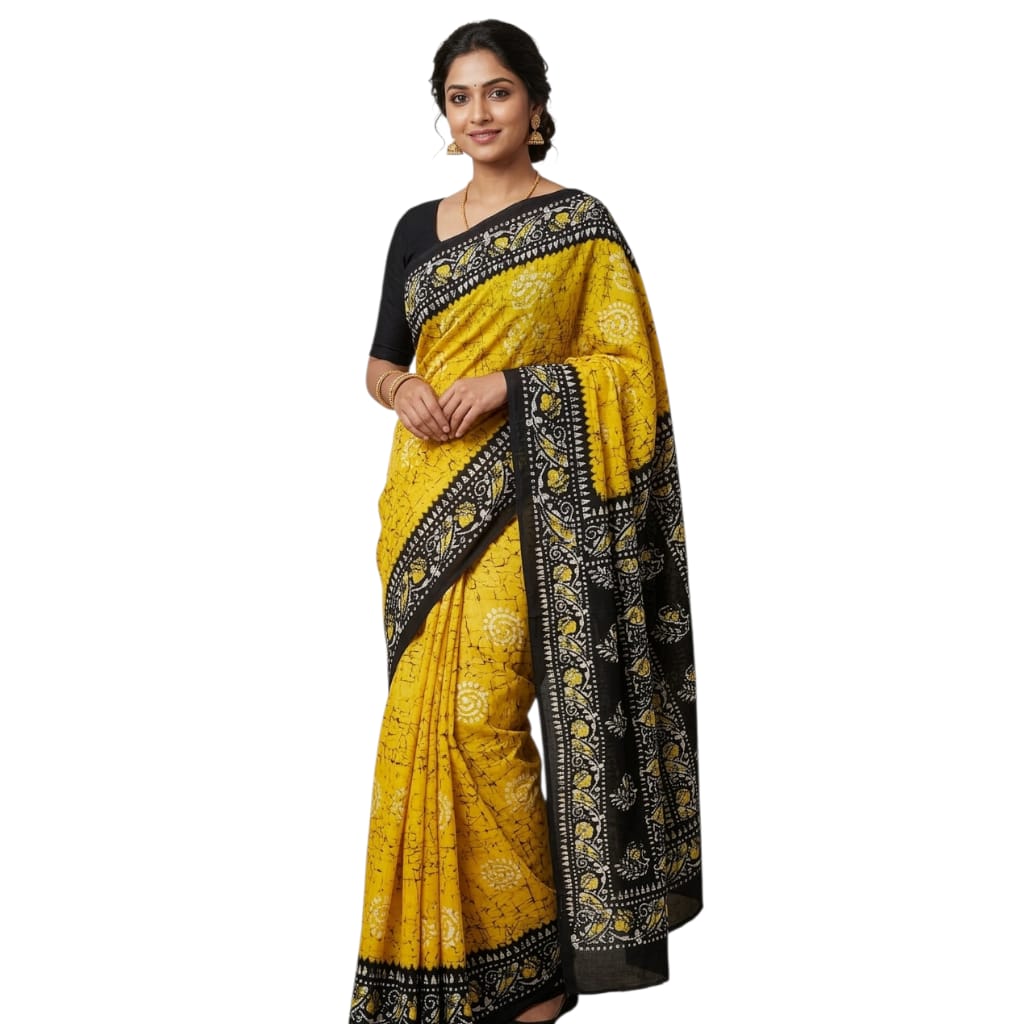 Pure Handloom Cotton Block Printed Saree