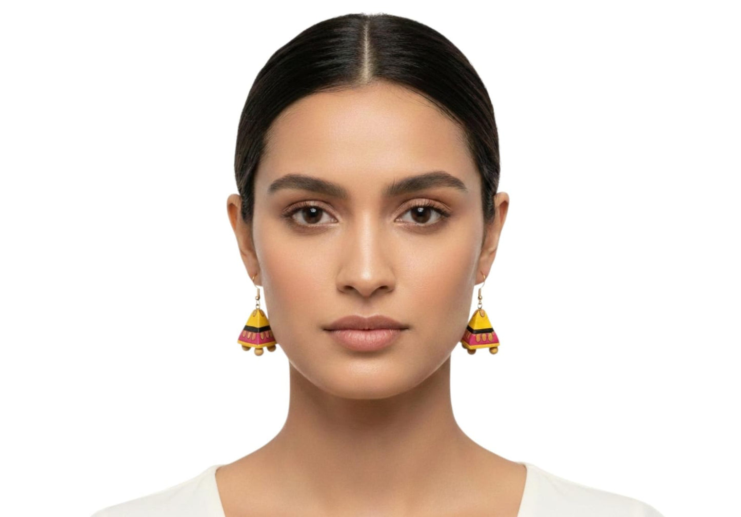 Purely Handmade Terracotta Metallic Conical Jhumka Designer Earrings