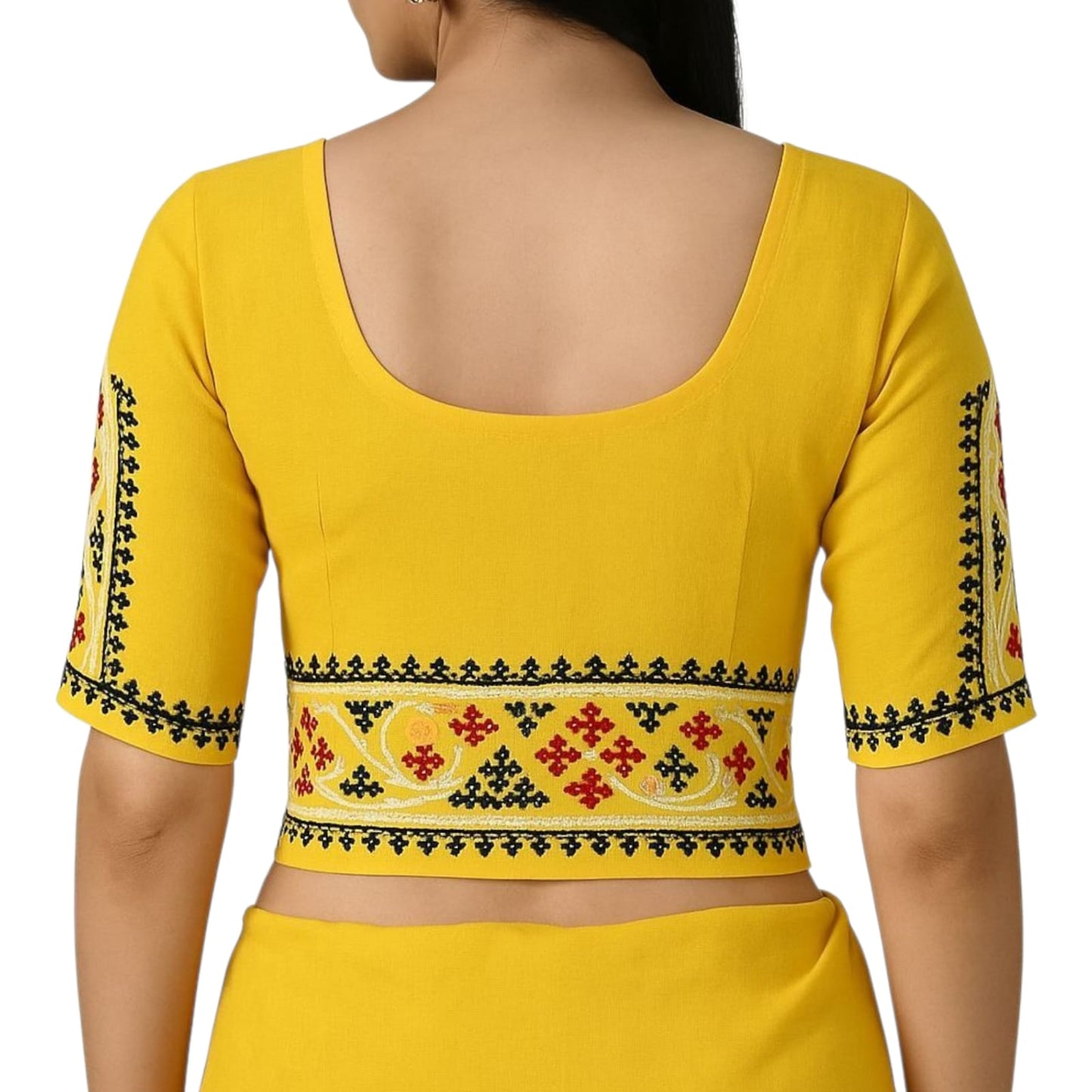 Hand Embroidered Gujarati Stitch Blouse Piece for Women & Girls