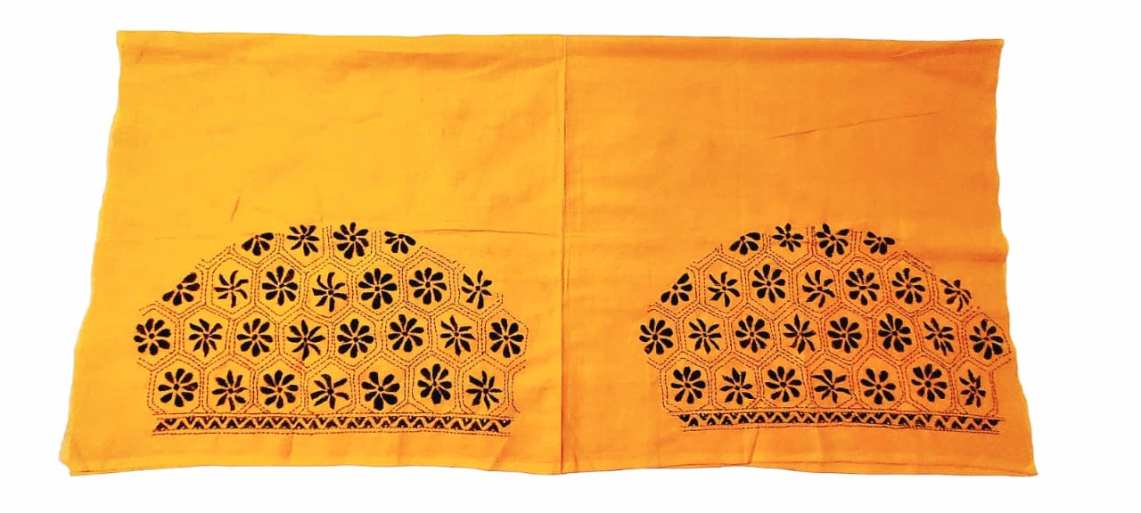 Handmade & Hand Kantha Stitched Embroidered Cotton Blouse Piece(Unstitched)