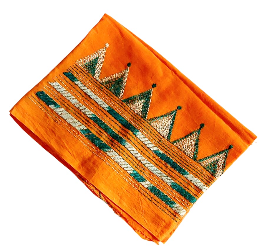 Handmade & Hand Kantha Stitched Embroidered Cotton Blouse Piece(Unstitched)