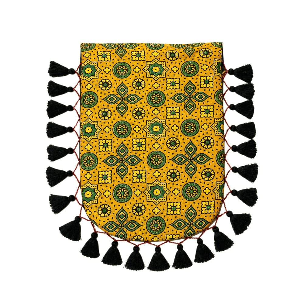 Gajji Silk Ajrakh Printed Leather Crossbody Flip Sling Bag