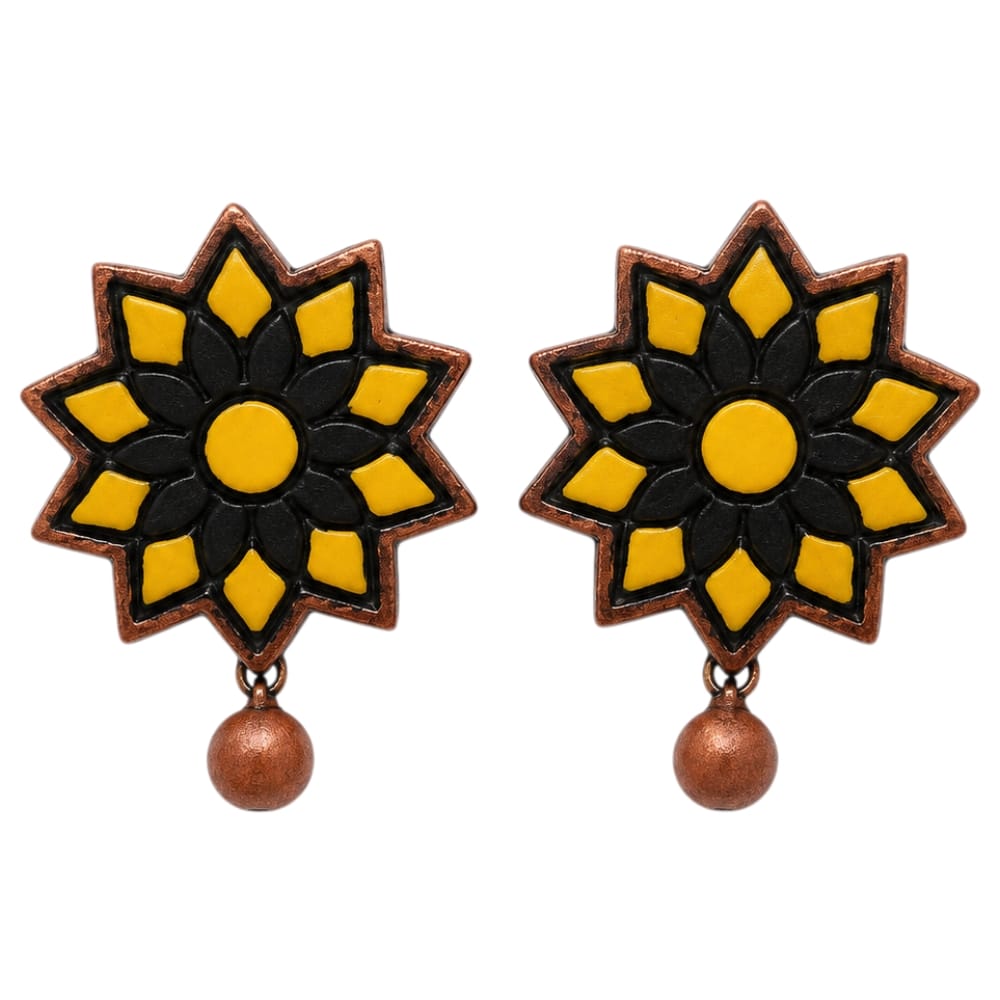 Lightweight Floral Terracotta Stud Earrings
