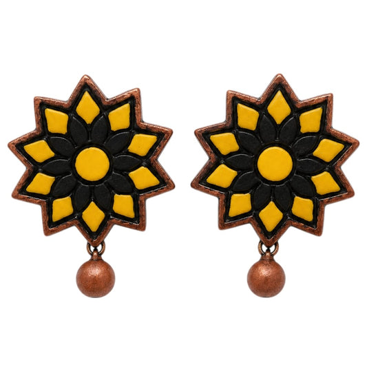 Lightweight Floral Terracotta Stud Earrings