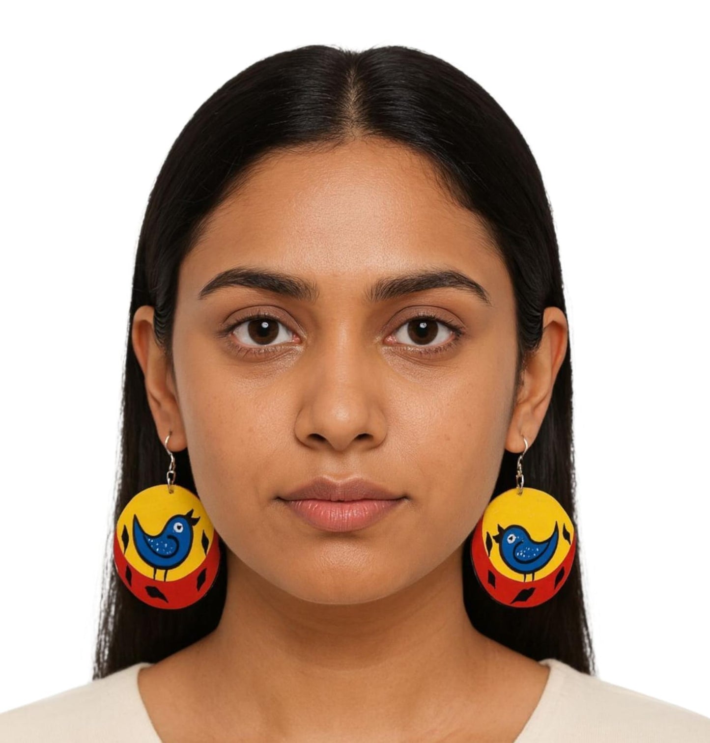 Purely Handmade & Handpainted Neem Wood Earrings
