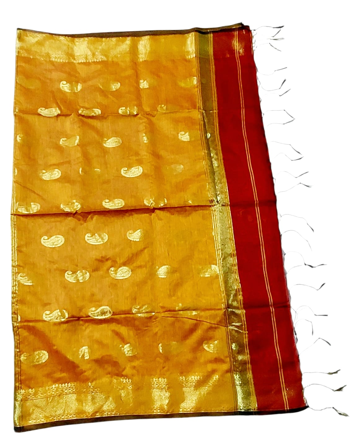 Maheshwari Cotton Silk Saree with Contrast Blouse & Contrast Pallu