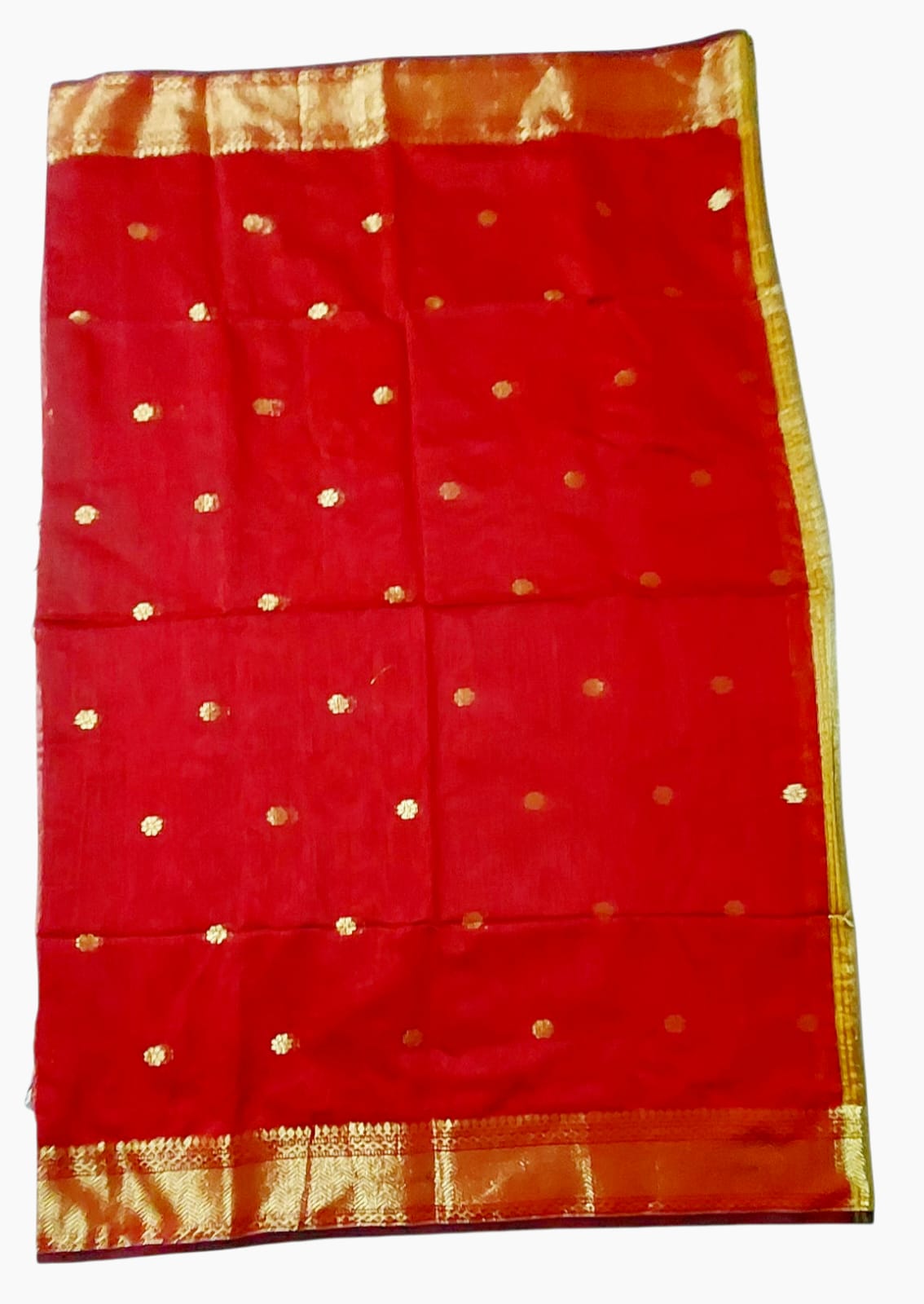 Maheshwari Cotton Silk Saree with Contrast Blouse & Contrast Pallu