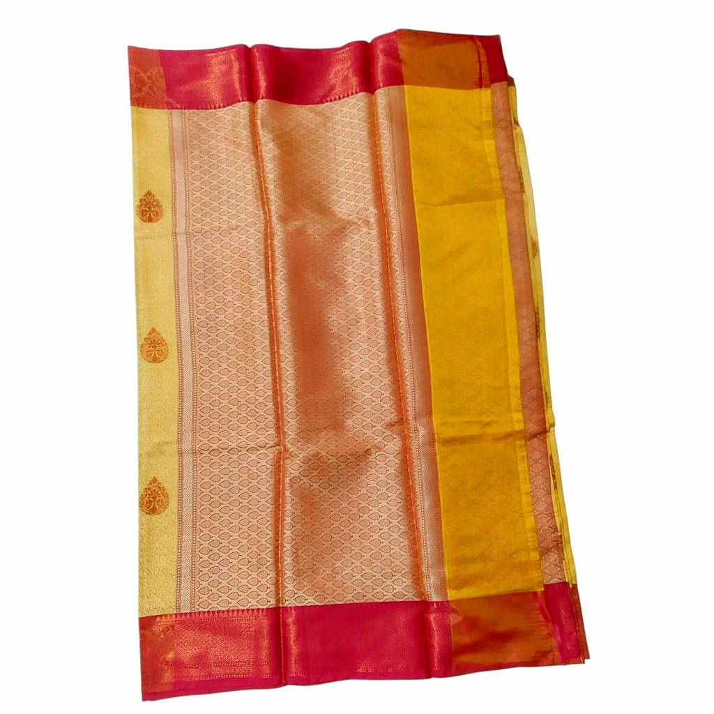 Gorgeous Silk By Cotton Saree With Stunning Zari Woven Ethnic Motifs