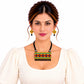 Lightweight Purely Handmade Terracotta Rope Necklace With Earrings