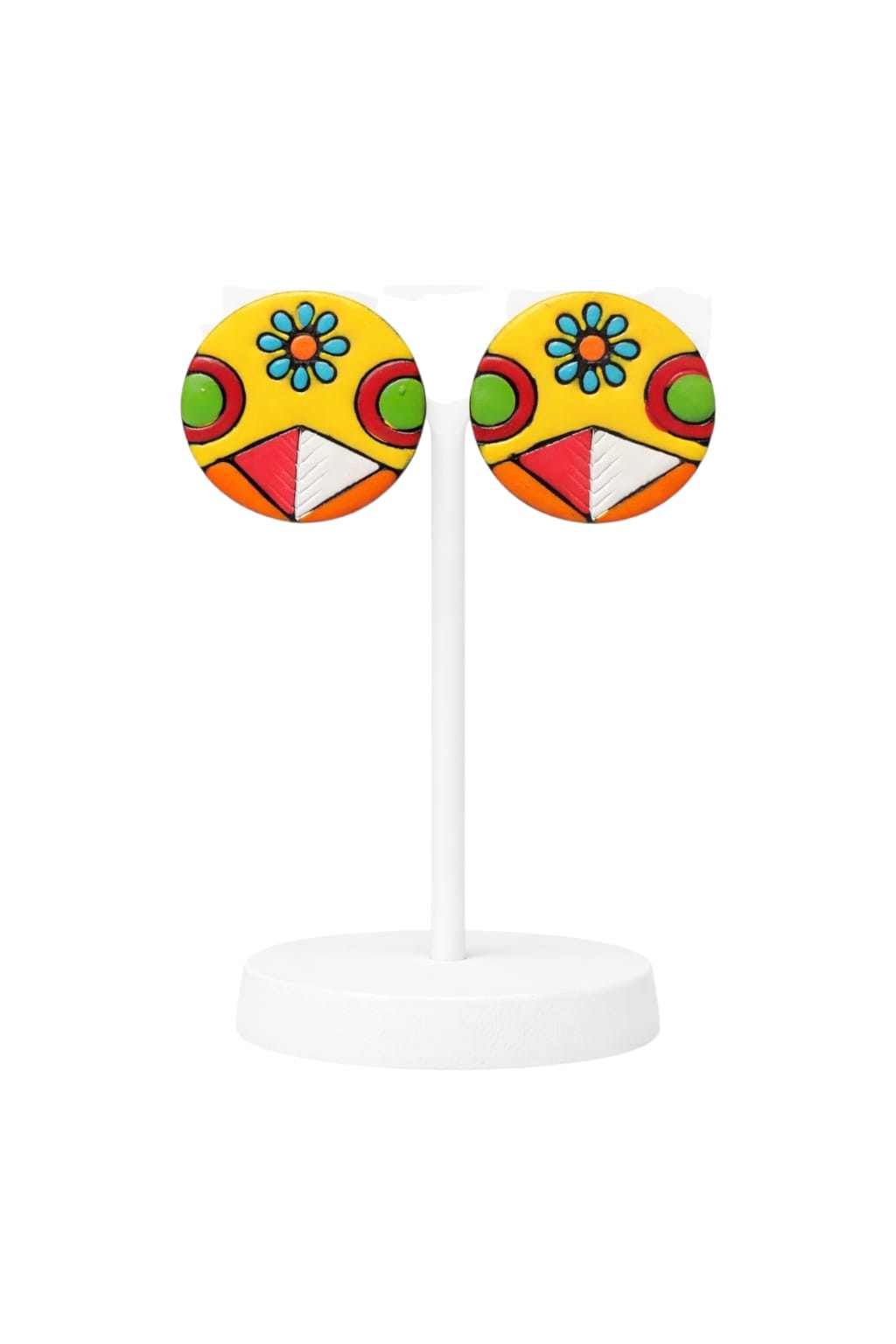 Purely Handmade Round Shaped Terracotta Stud Earrings