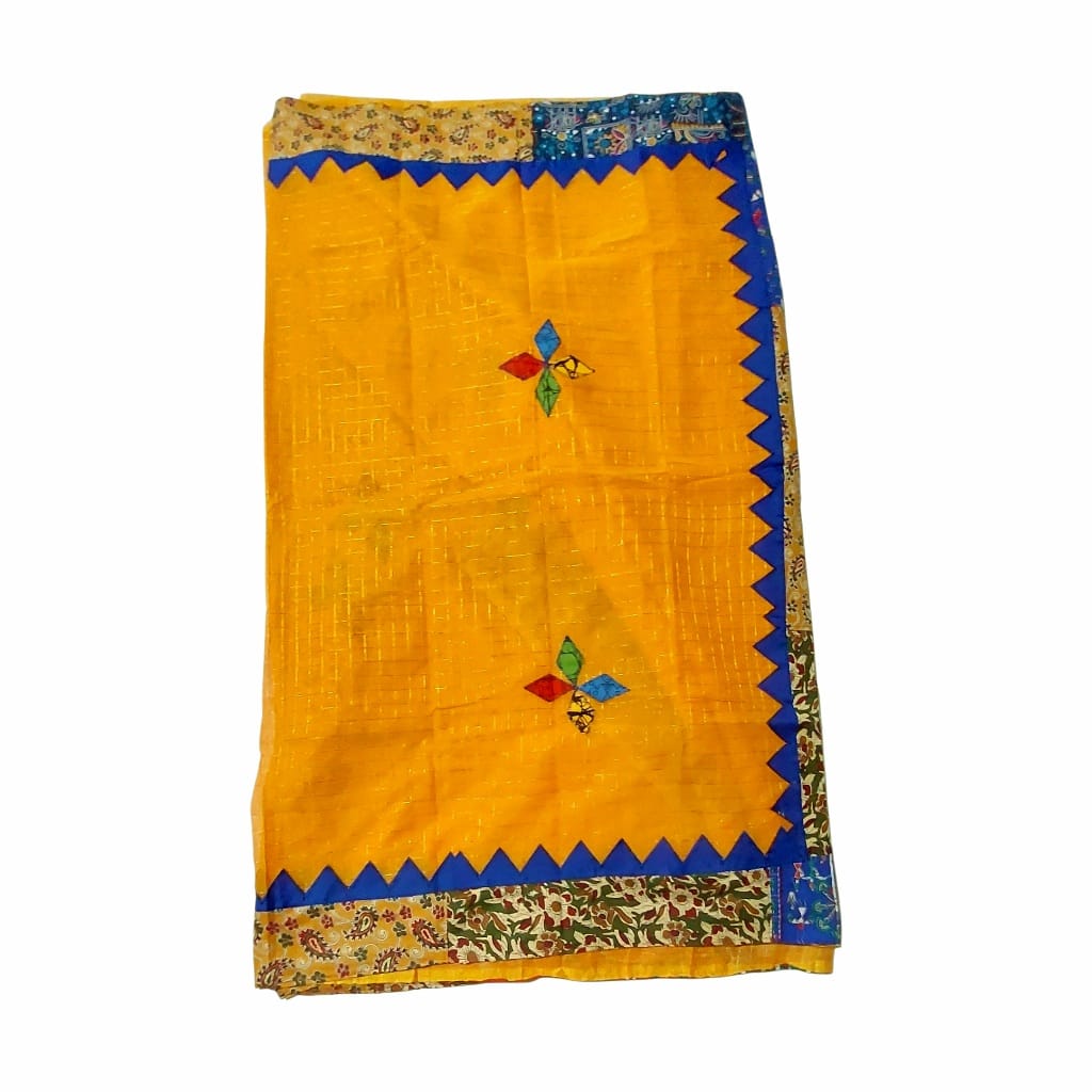 Pure Cotton Handmade Kalamkari Patchwork Saree