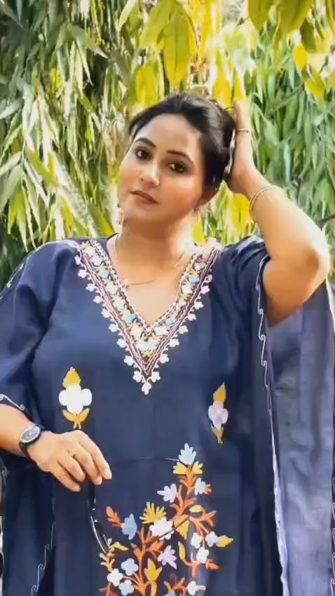 Purely Handmade Kashmiri Aari Embroidered Kaftan